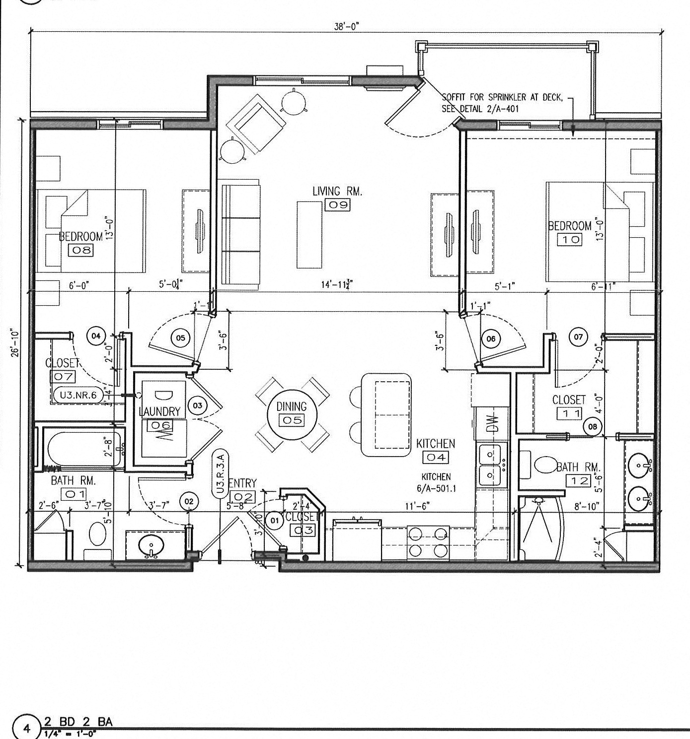 Floor plan for 2 beds, 2 baths, 1053 sqft
